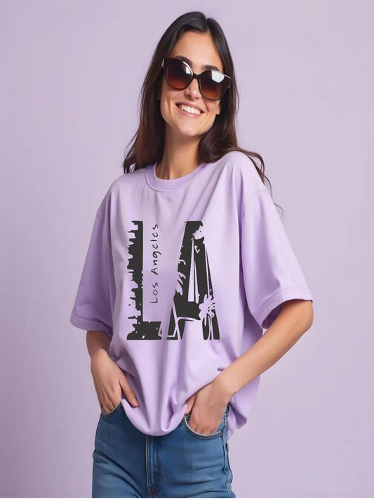 HESHA LOS ANGELES WOMEN OVERSIZE PRINTED TSHIRT