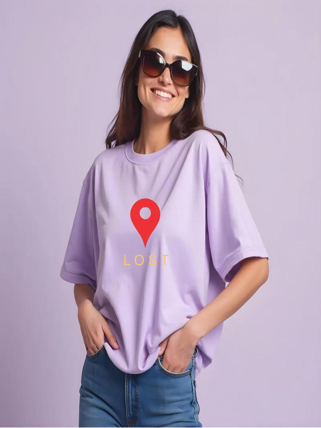 HESHA LOST MAP WOMEN OVERSIZE PRINTED TSHIRT