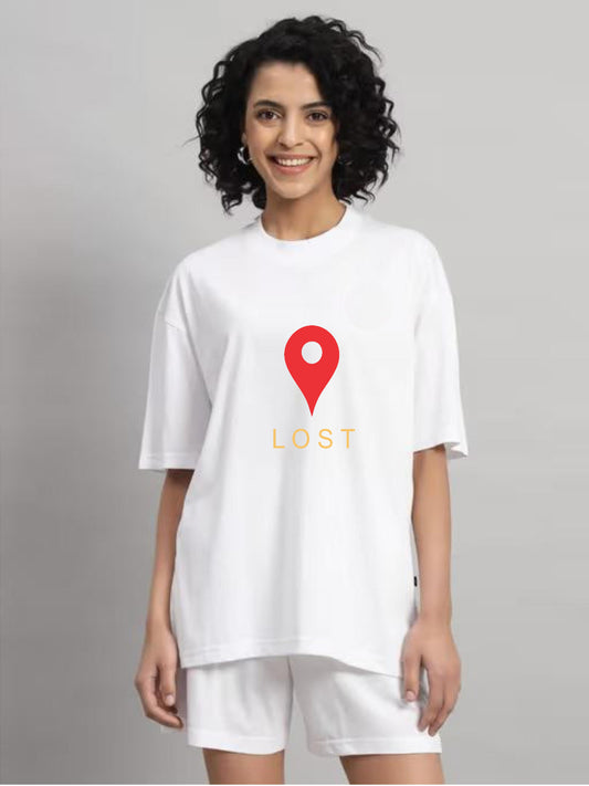 HESHA LOST MAP WOMEN OVERSIZE PRINTED TSHIRT