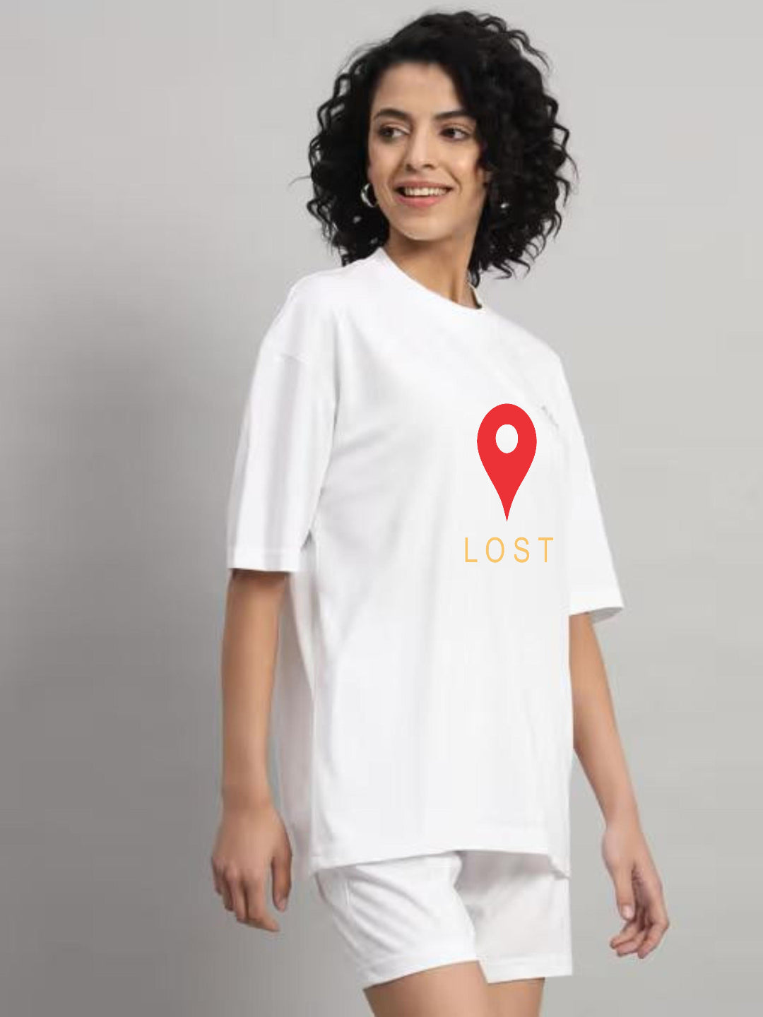 HESHA LOST MAP WOMEN OVERSIZE PRINTED TSHIRT