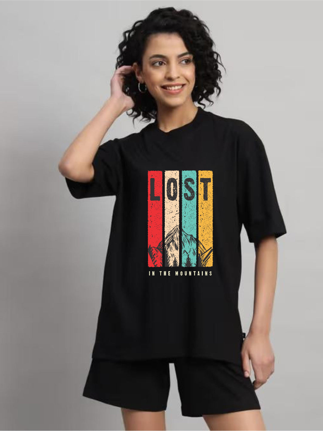 HESHA LOST WOMEN OVERSIZE PRINTED TSHIRT