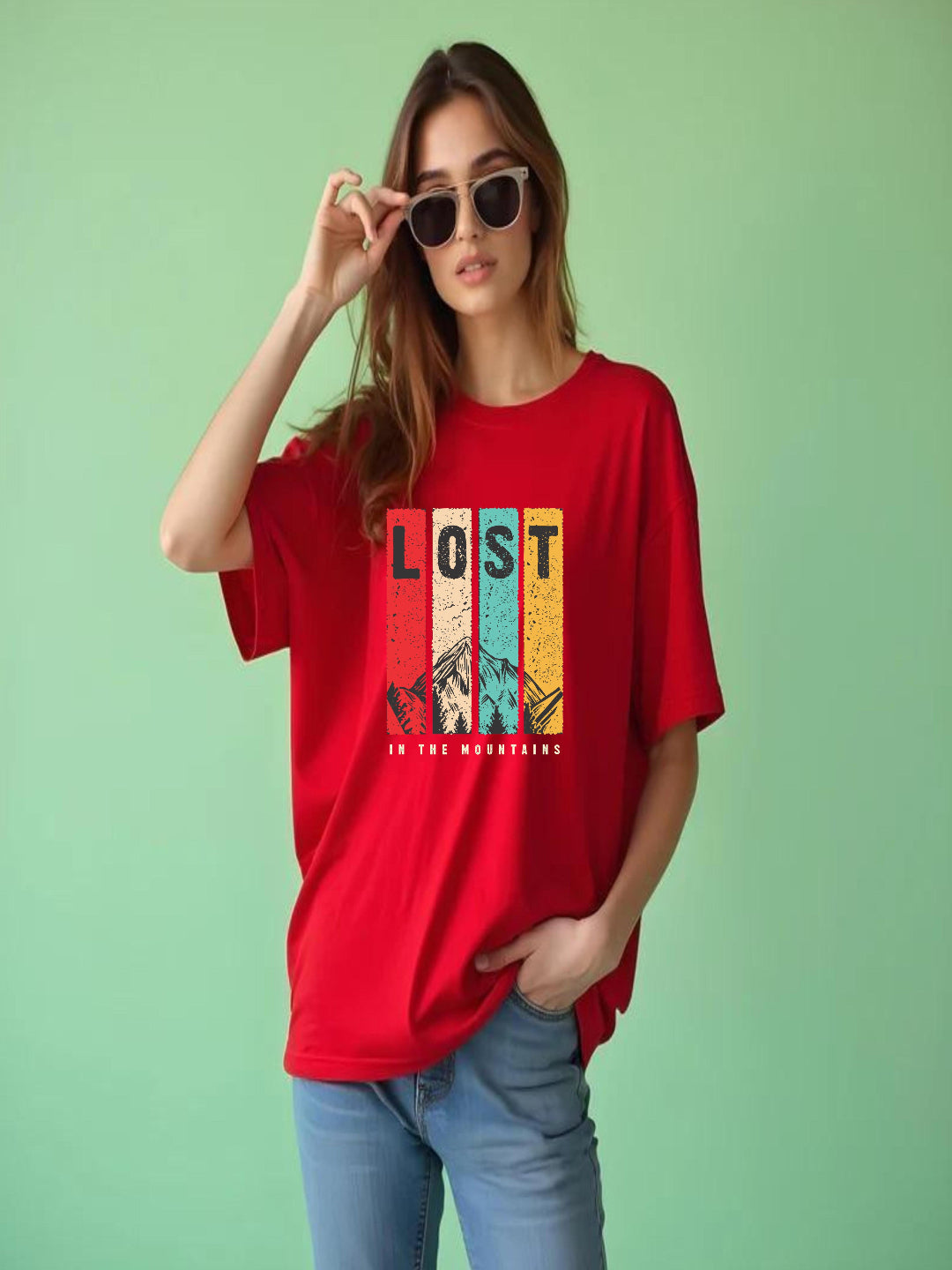 HESHA LOST WOMEN OVERSIZE PRINTED TSHIRT