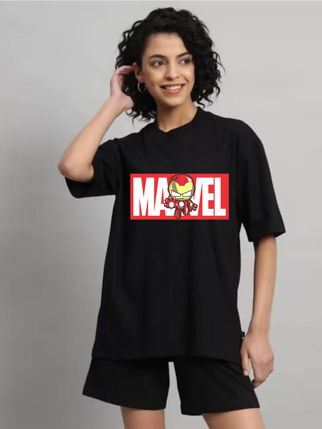 HESHA MARVEL WOMEN OVERSIZE PRINTED TSHIRT