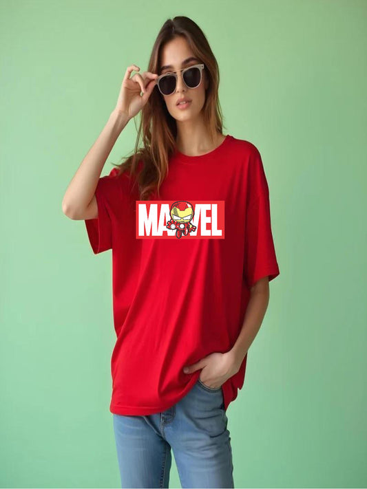 HESHA MARVEL WOMEN OVERSIZE PRINTED TSHIRT