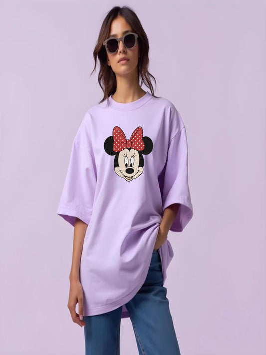 HESHA MINI FACE WOMEN OVERSIZE PRINTED TSHIRT