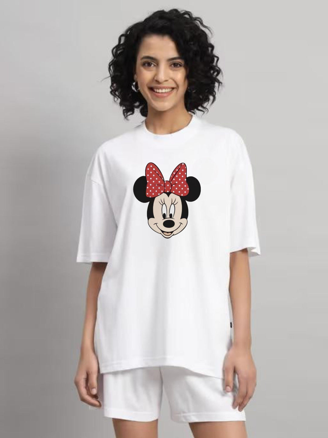 HESHA MINI FACE WOMEN OVERSIZE PRINTED TSHIRT