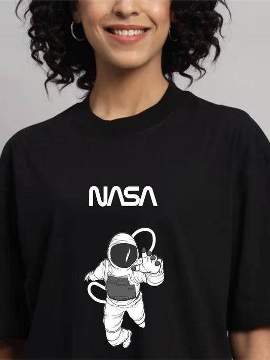 HESHA NASA WOMEN OVERSIZE PRINTED TSHIRT