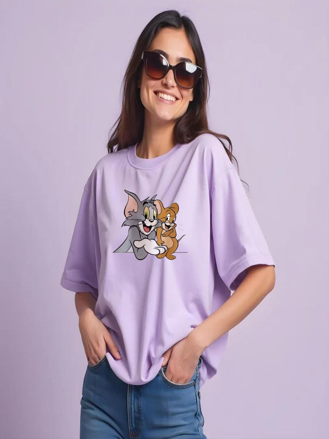 HESHA NEW TOM&JERRY WOMEN OVERSIZE PRINTED TSHIRT