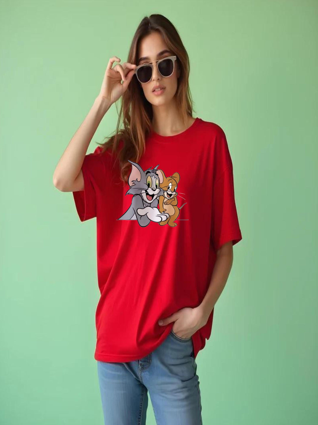 HESHA NEW TOM&JERRY WOMEN OVERSIZE PRINTED TSHIRT