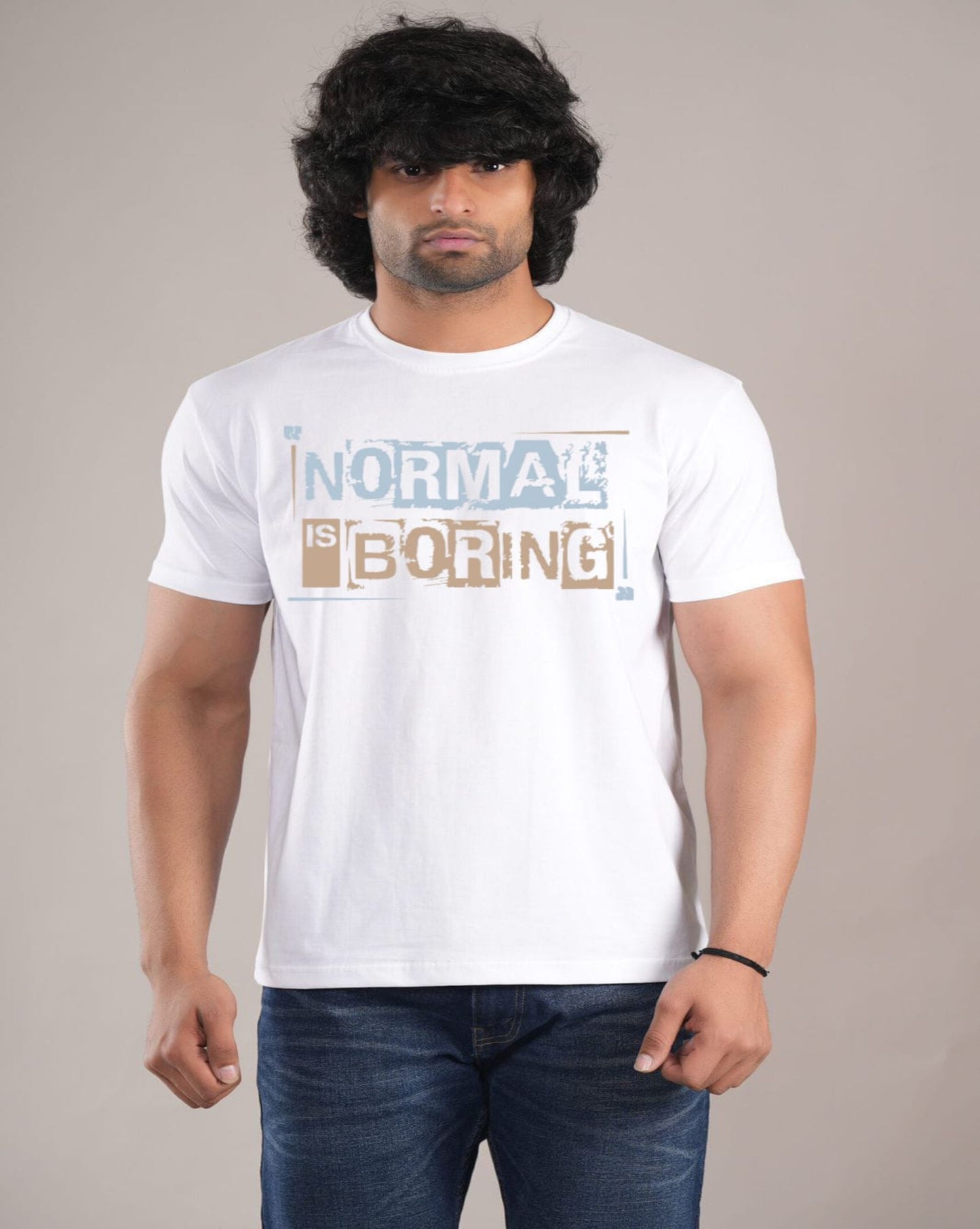 HESHA NORMAL IS BORING MENS REGULAR PRINTED TSHIRT