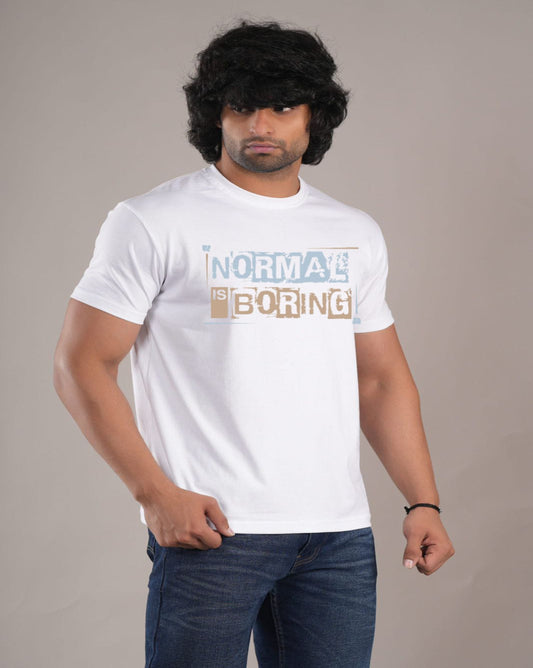 HESHA NORMAL IS BORING MENS REGULAR PRINTED TSHIRT