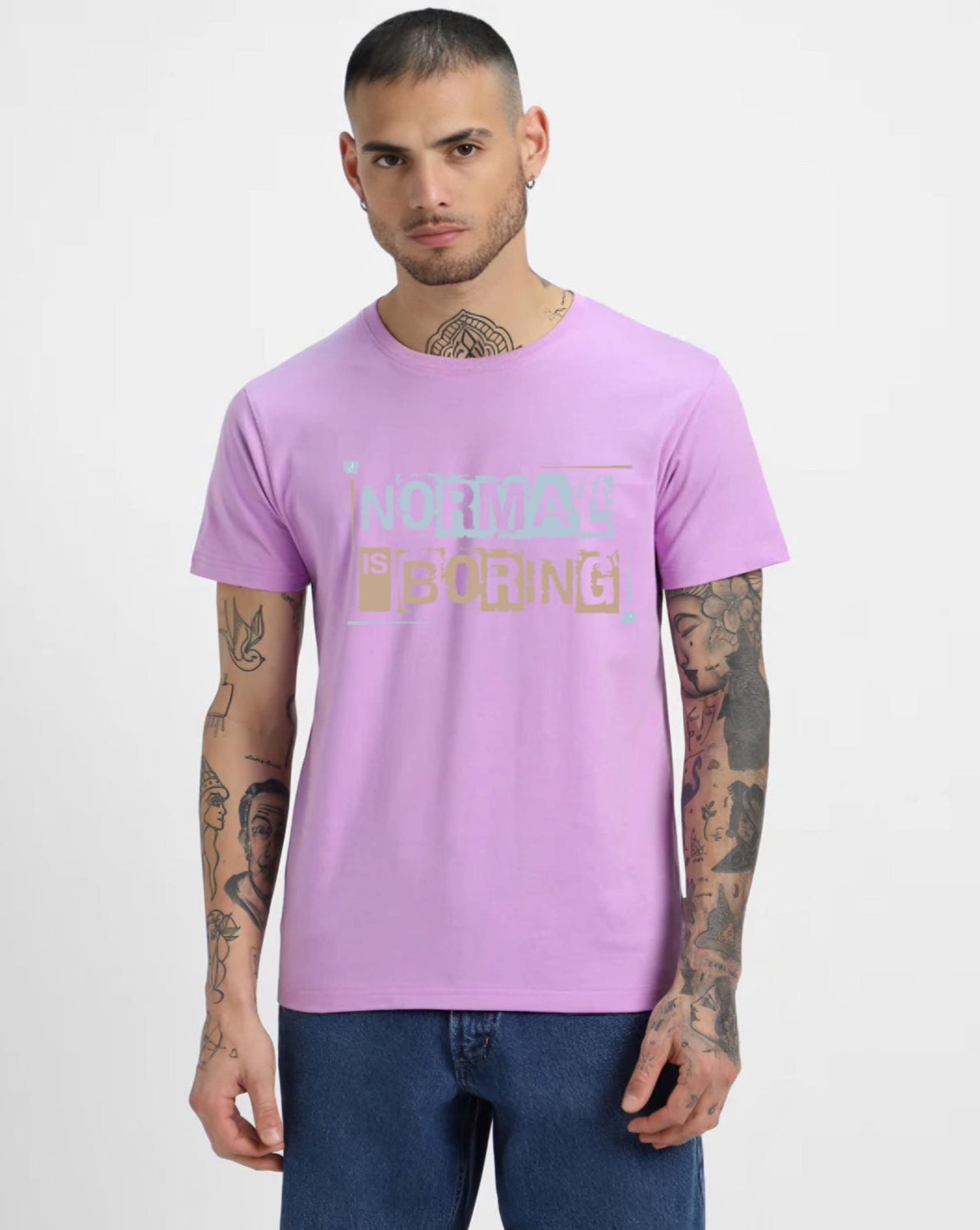 HESHA NORMAL IS BORING MENS REGULAR PRINTED TSHIRT