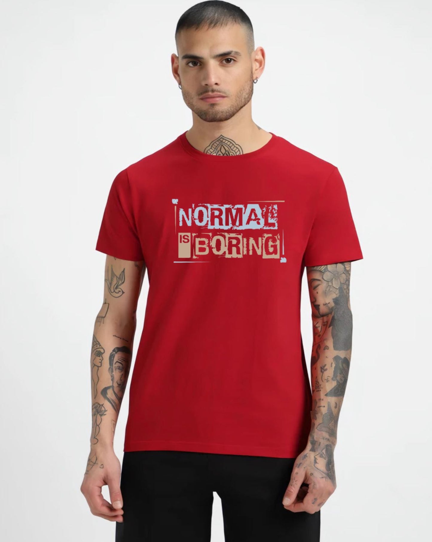 HESHA NORMAL IS BORING MENS REGULAR PRINTED TSHIRT