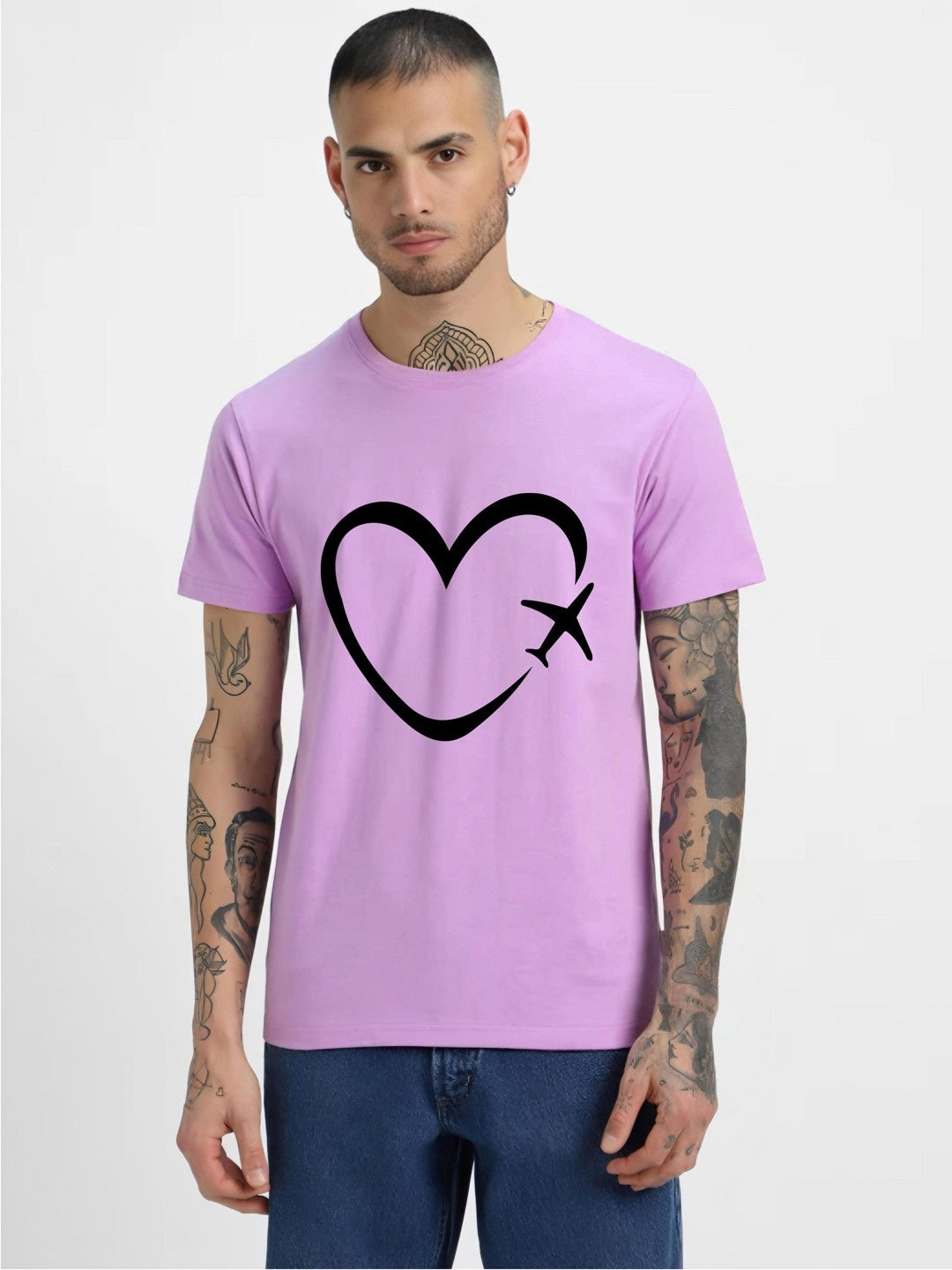 HESHA PLAIN HRT MENS PRINTED TSHIRT