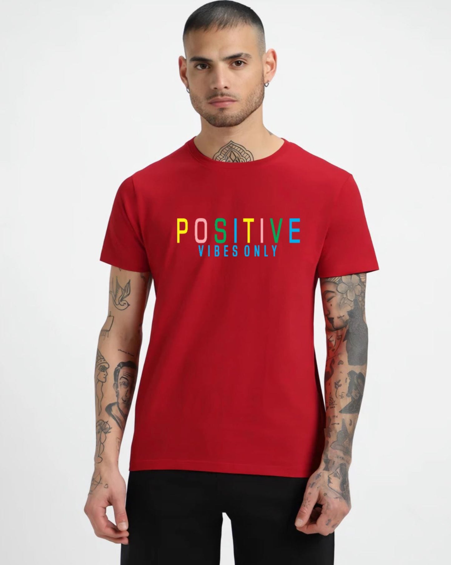 HESHA POSITIVE VIBES ONLY MENS REGULAR PRINTED TSHIRT