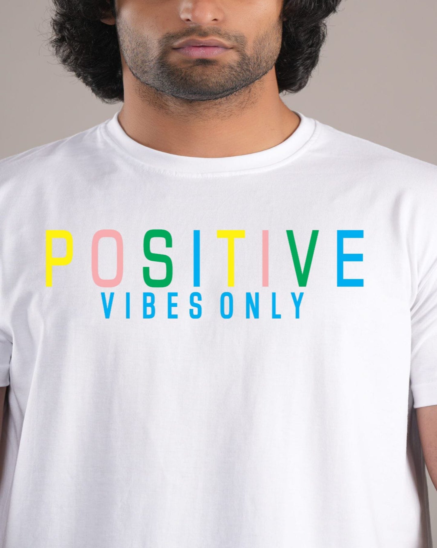 HESHA POSITIVE VIBES ONLY MENS REGULAR PRINTED TSHIRT