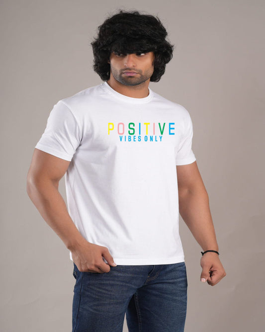 HESHA POSITIVE VIBES ONLY MENS REGULAR PRINTED TSHIRT