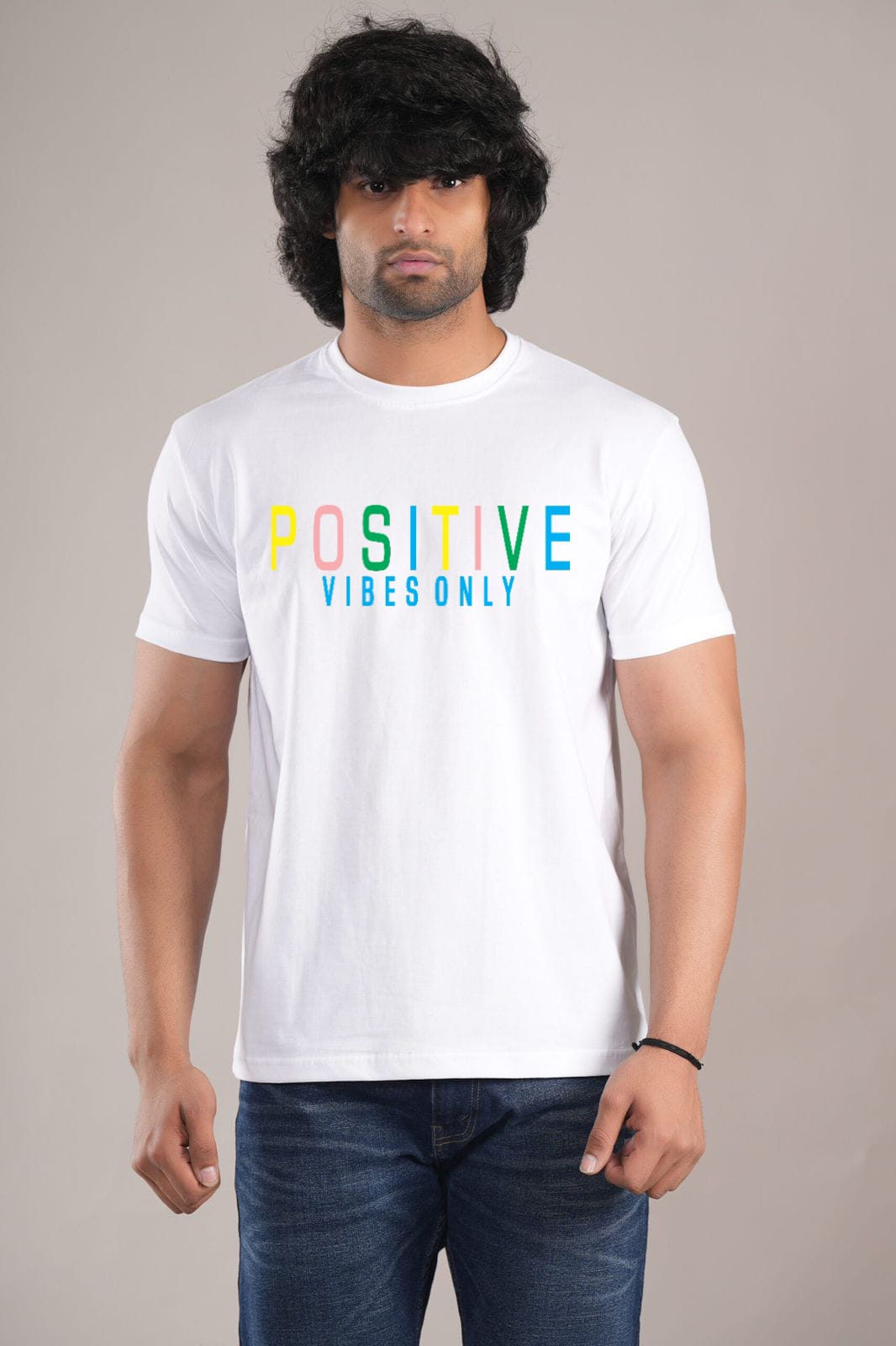 HESHA POSITIVE VIBES ONLY MENS REGULAR PRINTED TSHIRT