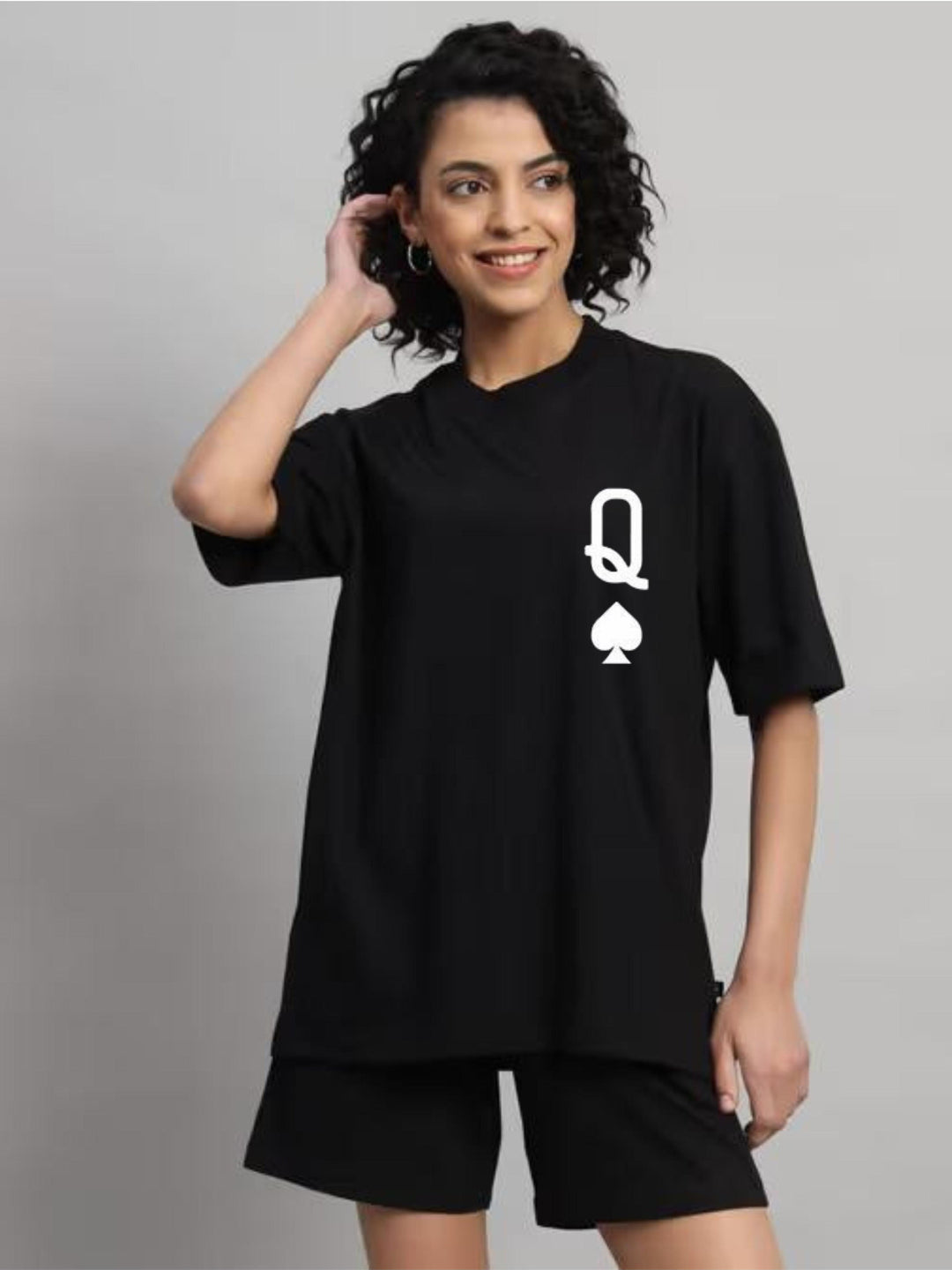 HESHA Q WOMEN OVERSIZE PRINTED TSHIRT