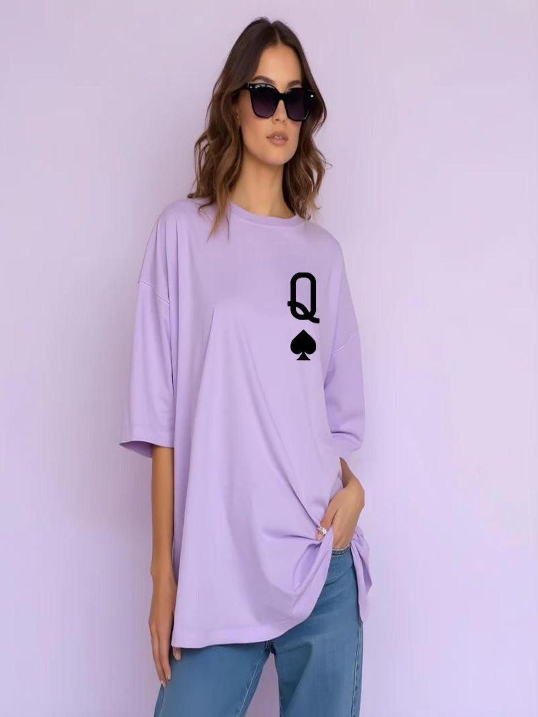 HESHA Q WOMEN OVERSIZE PRINTED TSHIRT