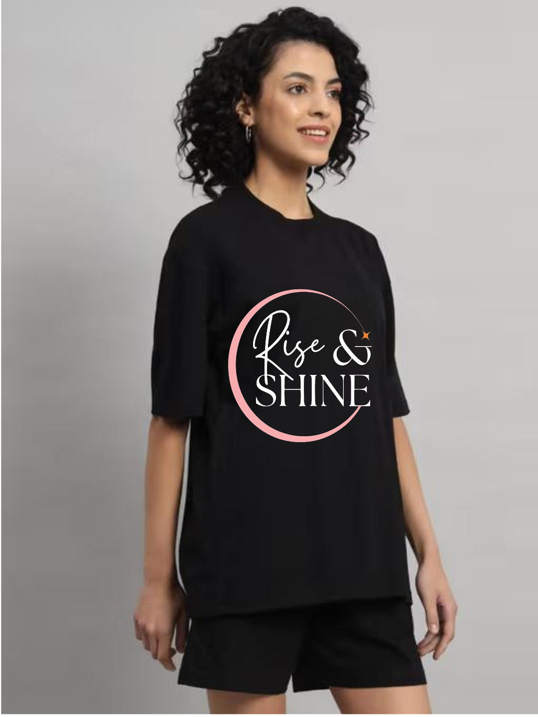 HESHA RISE&SHINE WOMEN OVERSIZE PRINTED TSHIRT