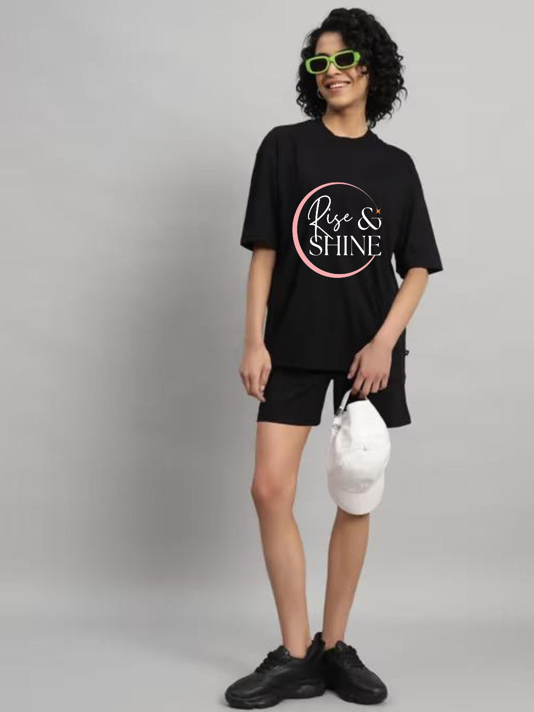 HESHA RISE&SHINE WOMEN OVERSIZE PRINTED TSHIRT