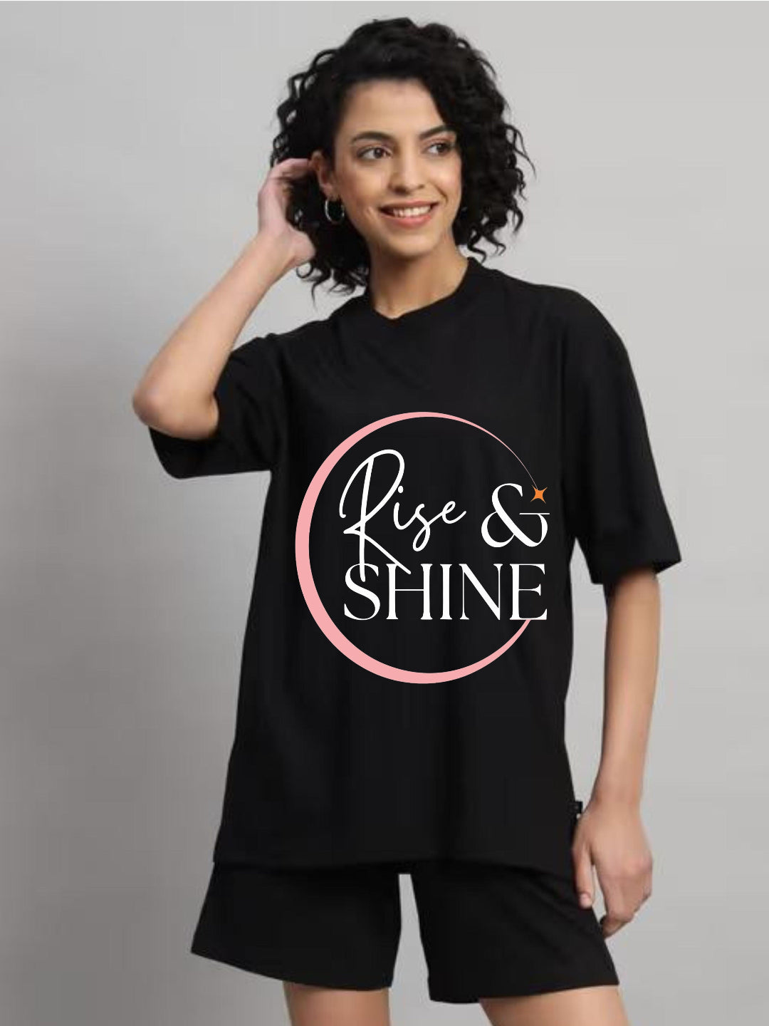 HESHA RISE&SHINE WOMEN OVERSIZE PRINTED TSHIRT