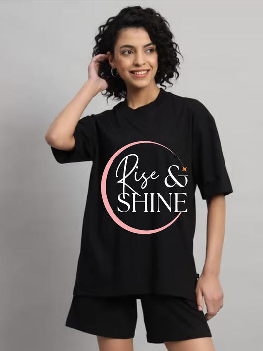 HESHA RISE&SHINE WOMEN OVERSIZE PRINTED TSHIRT