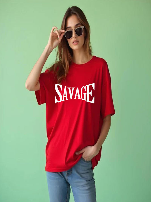 HESHA SAVAGE WOMEN OVERSIZE PRINTED TSHIRT