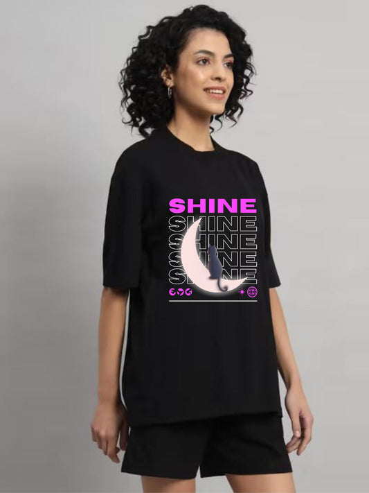 HESHA SHINE WOMEN OVERSIZE PRINTED TSHIRT