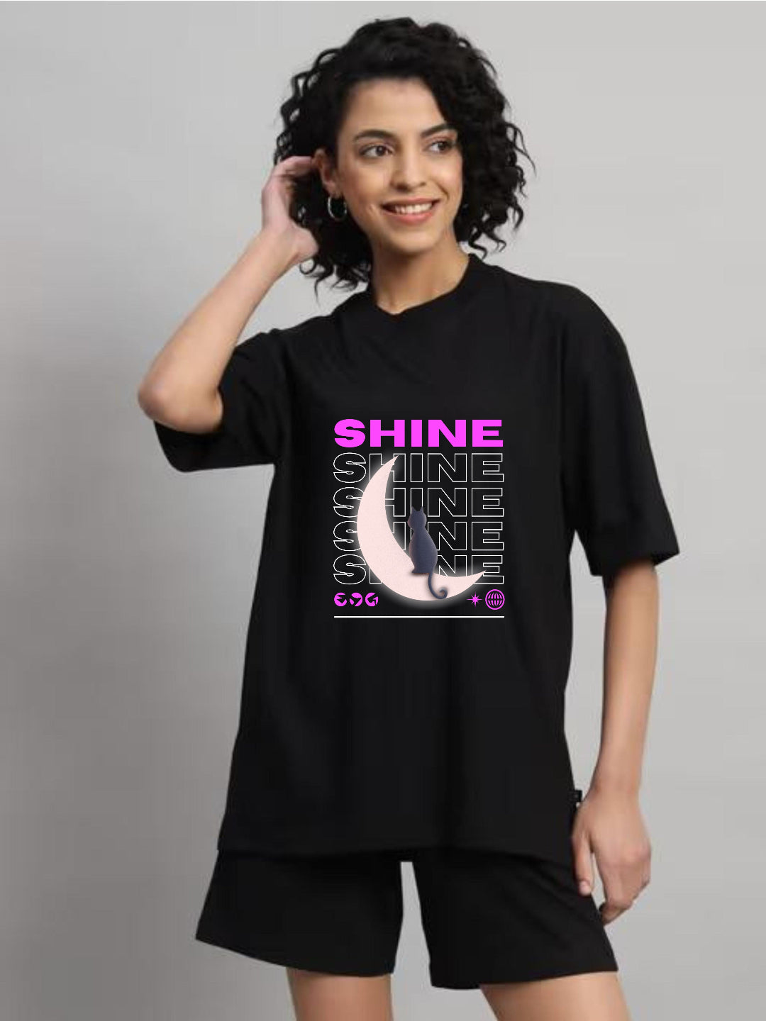 HESHA SHINE WOMEN OVERSIZE PRINTED TSHIRT
