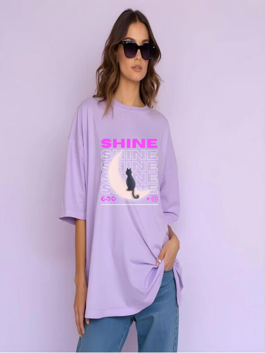 HESHA SHINE WOMEN OVERSIZE PRINTED TSHIRT