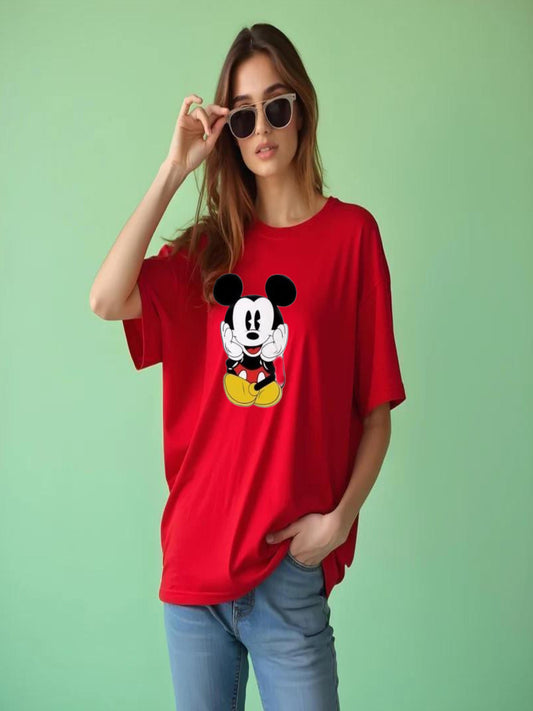HESHA SINGLE MICKEY WOMEN OVERSIZE PRINTED TSHIRT