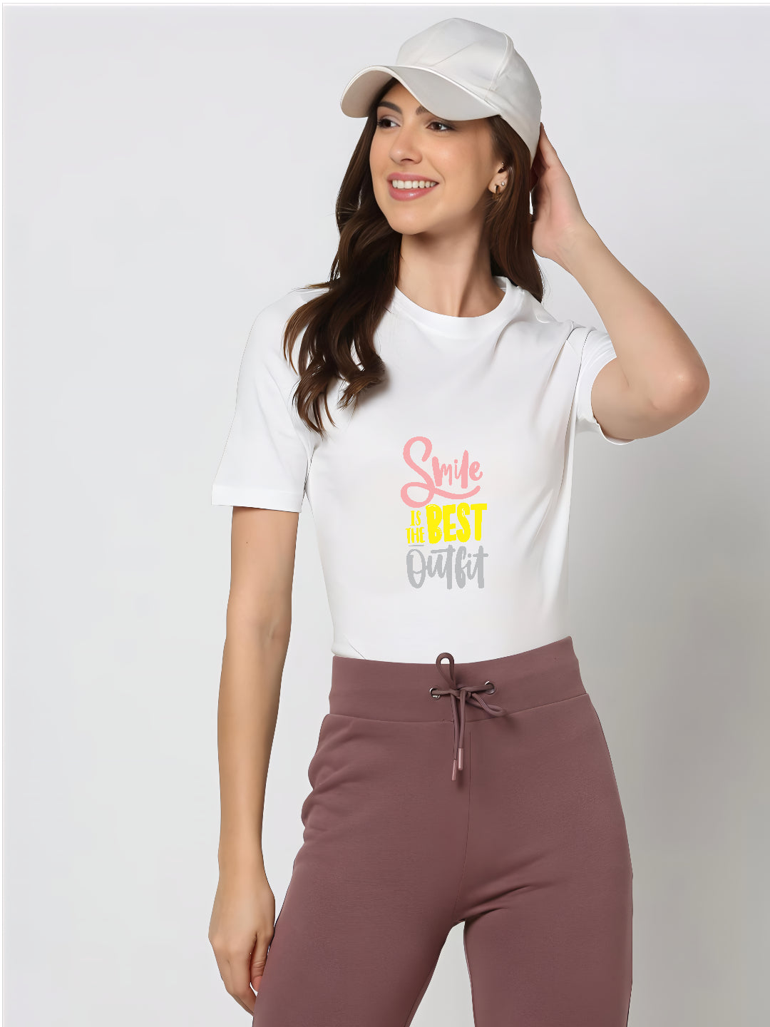 HESHA SMILE IS THE BEST WOMEN REGULAR PRINTED TSHIRT
