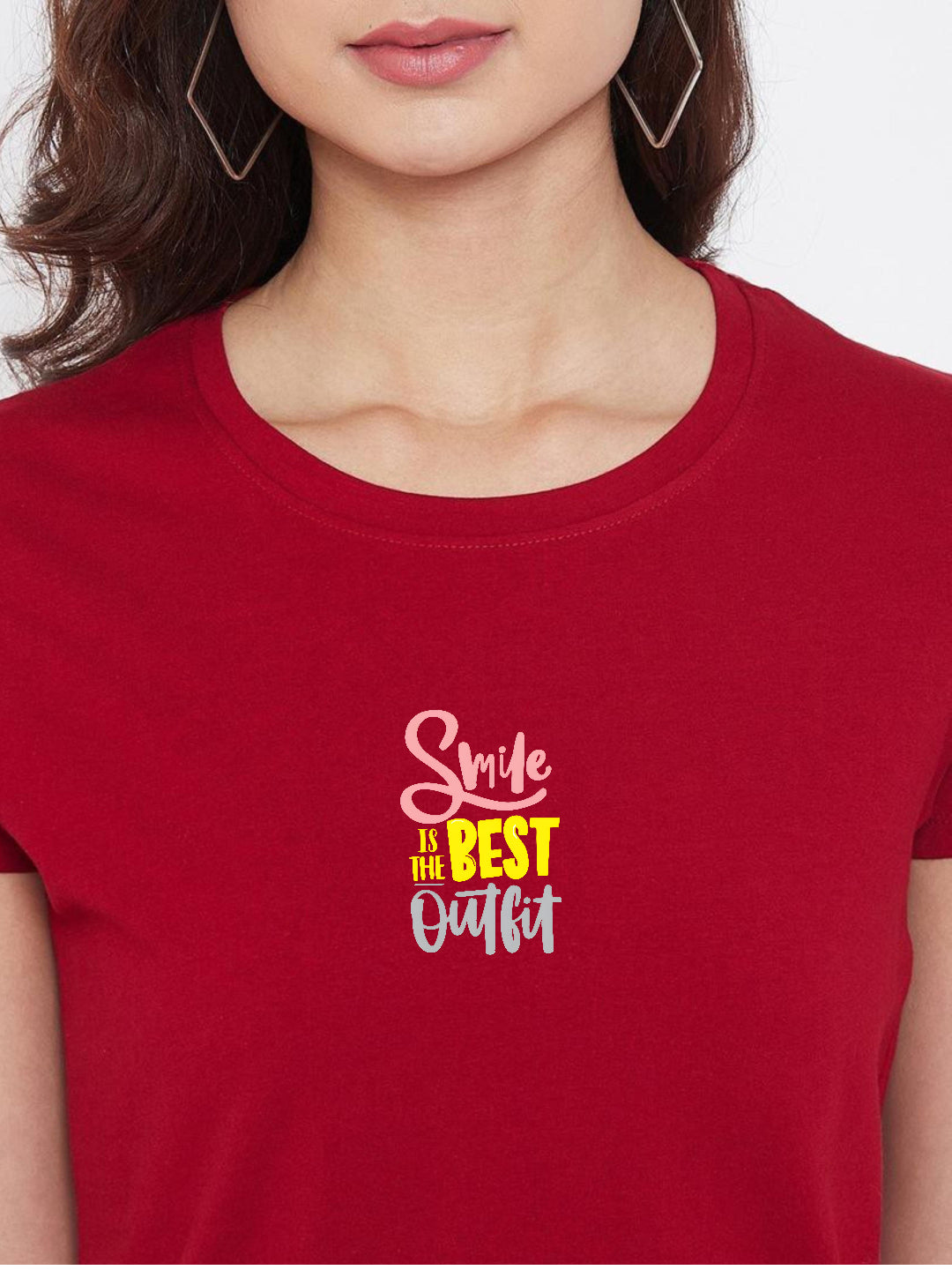 HESHA SMILE IS THE BEST WOMEN REGULAR PRINTED TSHIRT