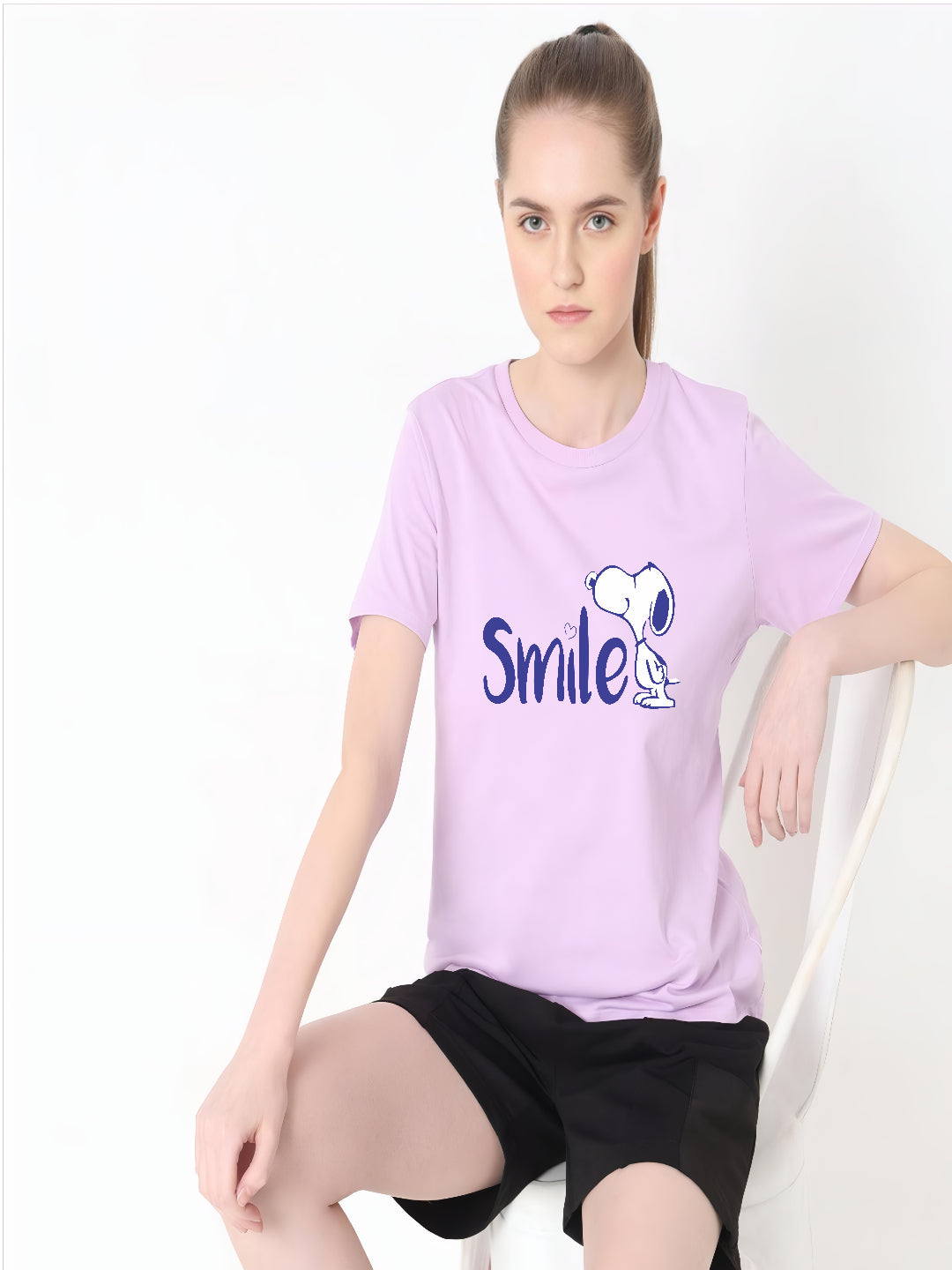 HESHA SNOOPY SMILE WOMEN REGULAR PRINTED TSHIRT