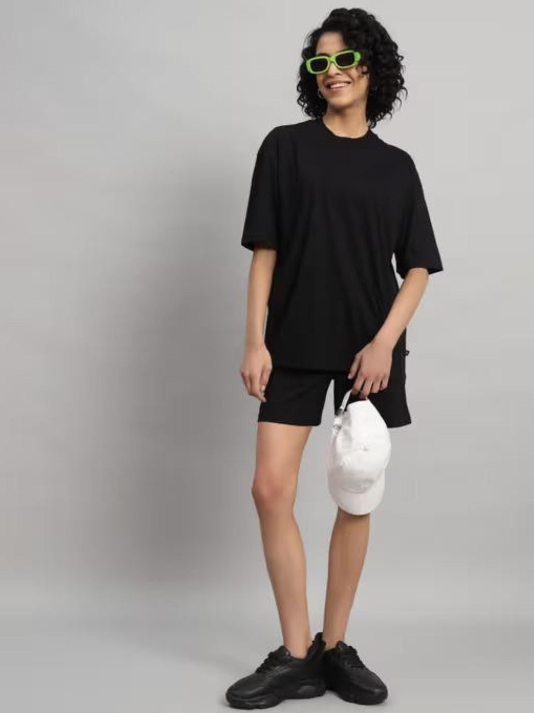 HESHA SOLID  WOMEN OVERSIZE PRINTED TSHIRT