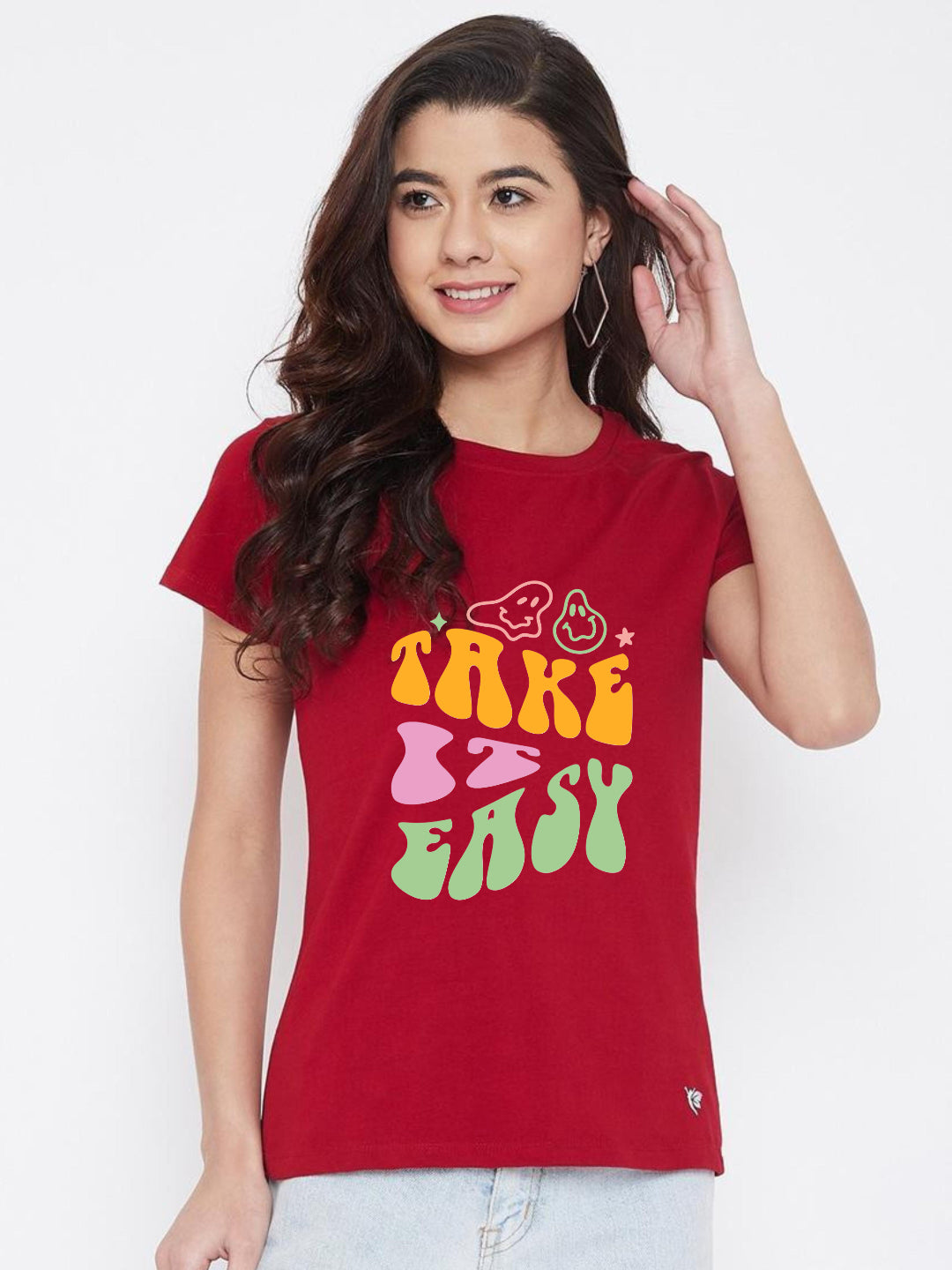 HESHA TAKE IS EASY WOMEN REGULAR PRINTED TSHIRT