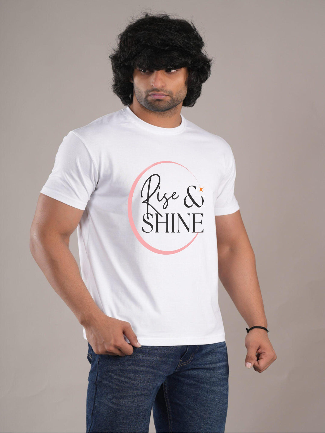 HESHA RISE&SHINE MENS REGULAR PRINTED TSHIRT
