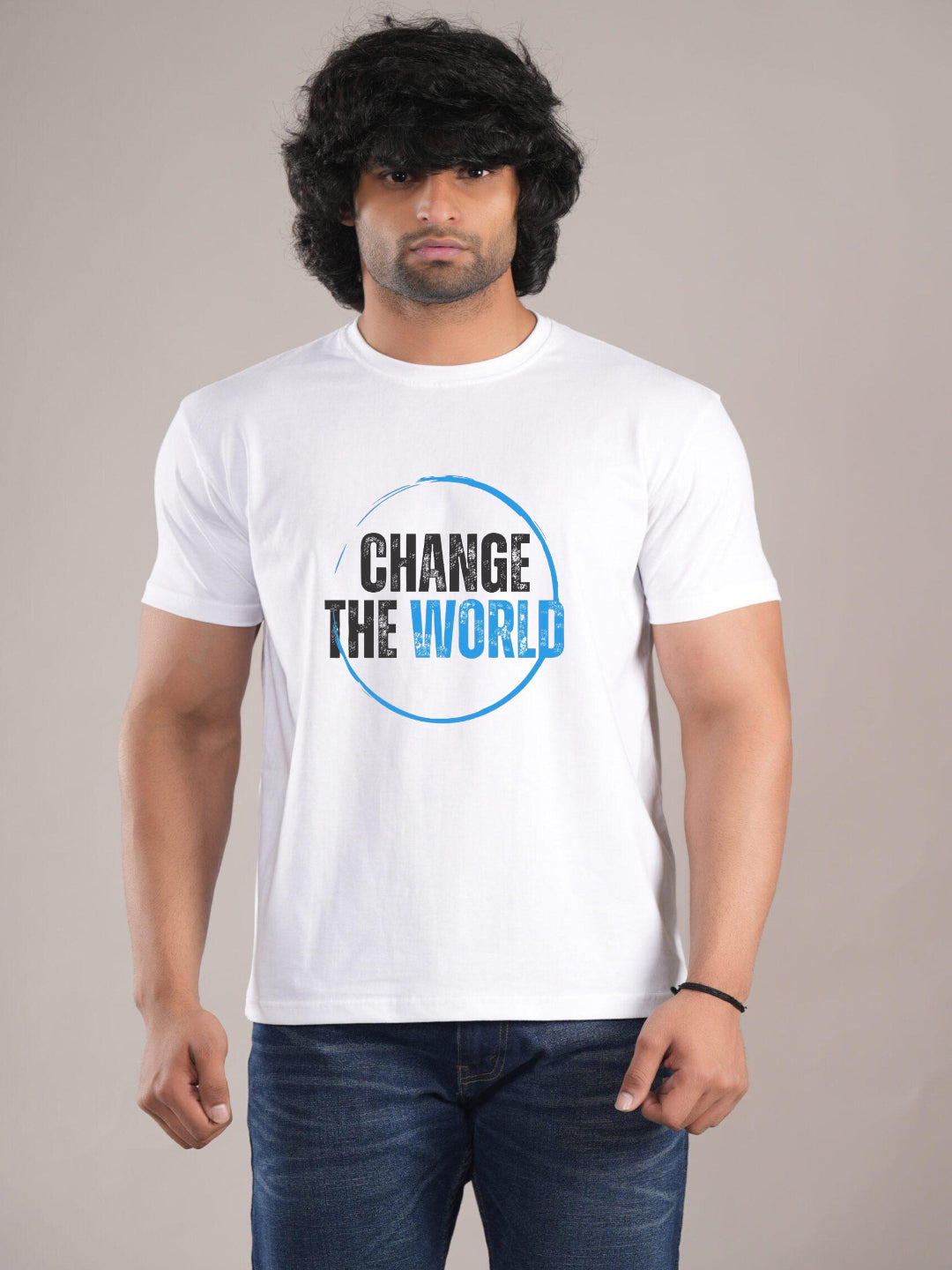 HESHA CHANGE THE WORLD MENS REGULAR PRINTED TSHIRT