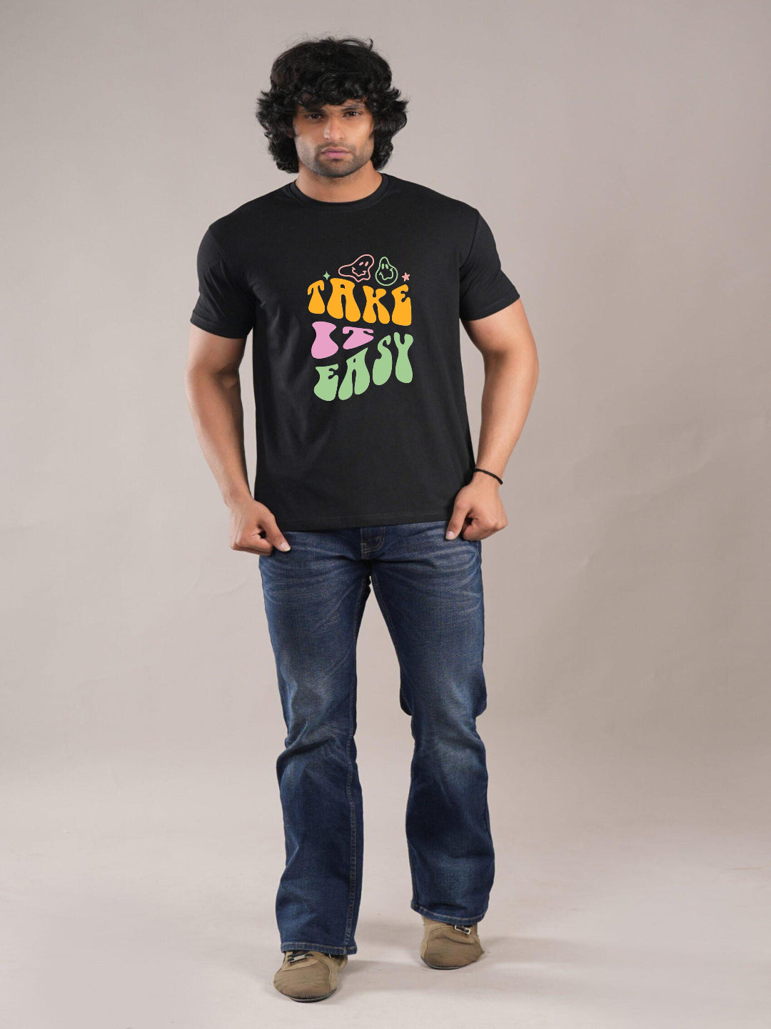 HESHA TAKE IT EASY MENS REGULAR PRINTED TSHIRT