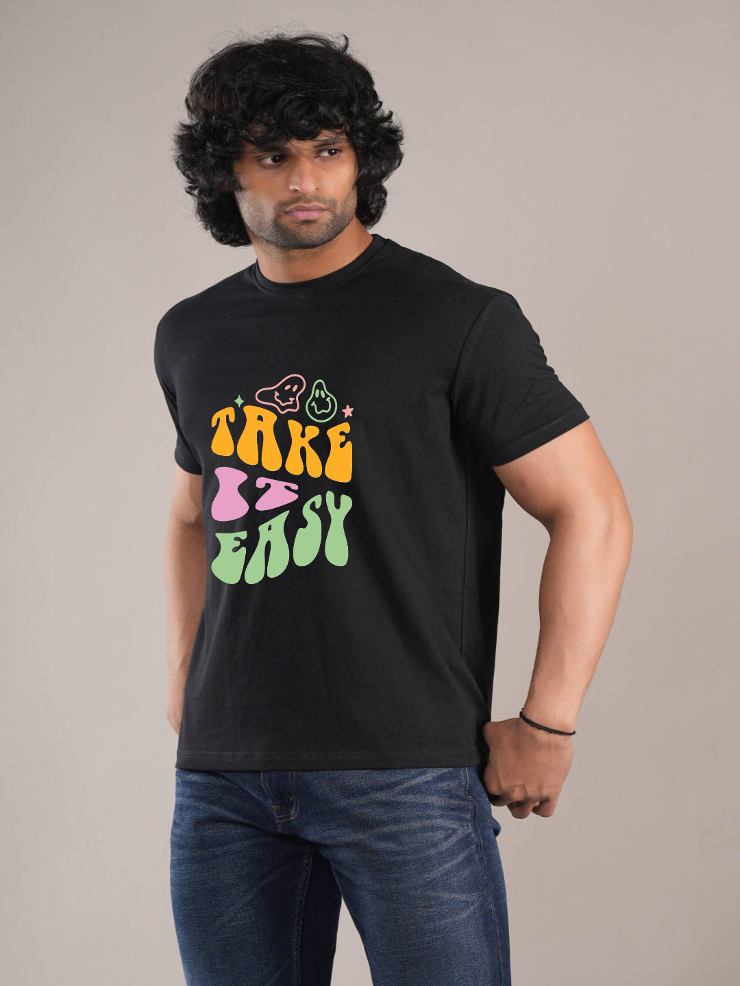 HESHA TAKE IT EASY MENS REGULAR PRINTED TSHIRT