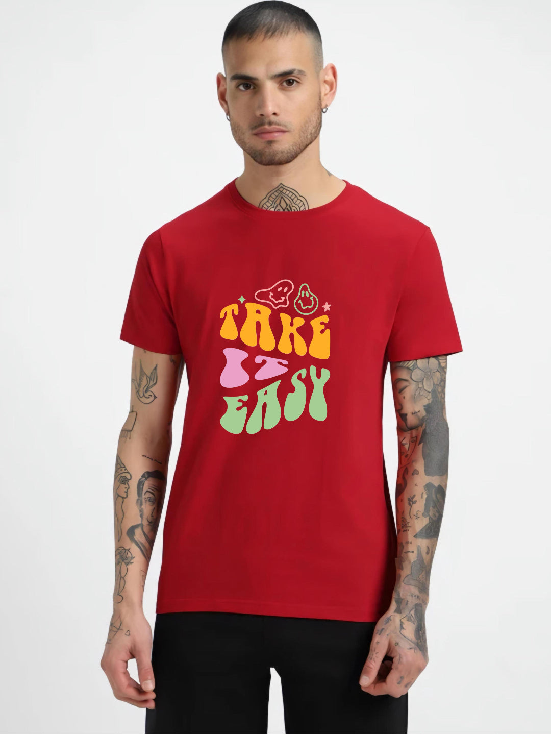 HESHA TAKE IT EASY MENS REGULAR PRINTED TSHIRT