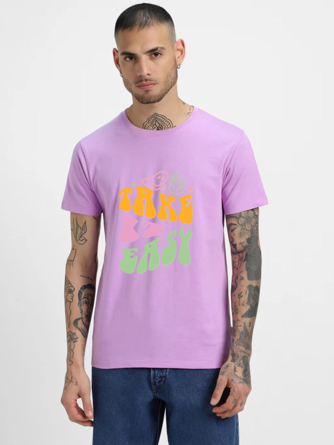 HESHA TAKE IT EASY MENS REGULAR PRINTED TSHIRT