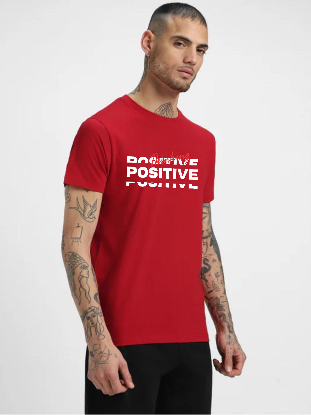 HESHA POSITIVE THINGS MENS REGULAR PRINTED TSHIRT