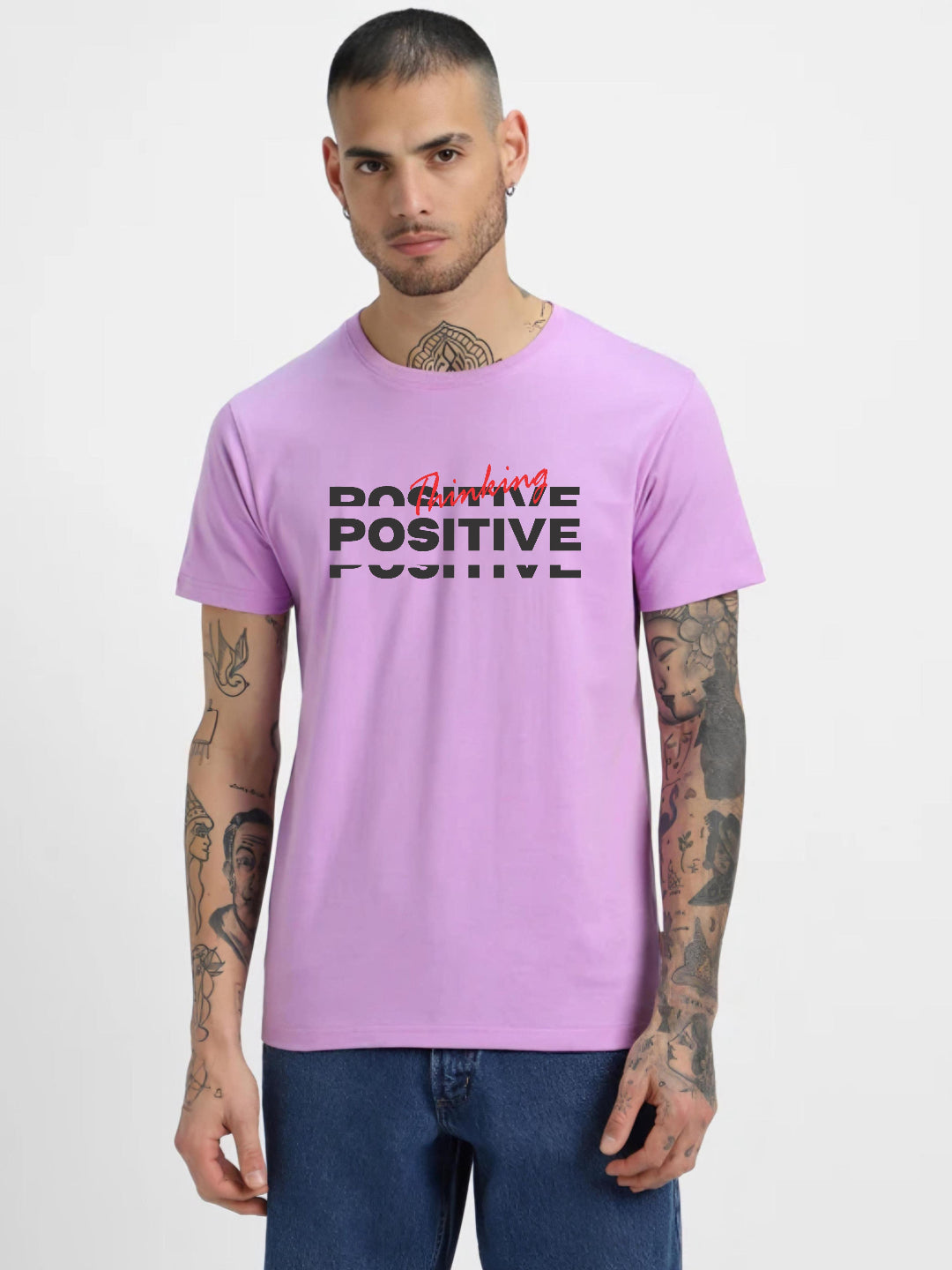 HESHA POSITIVE THINGS MENS REGULAR PRINTED TSHIRT