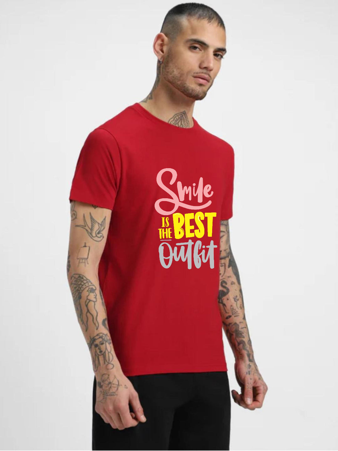 HESHA SMILE IS THE BEST MENS REGULAR PRINTED TSHIRT