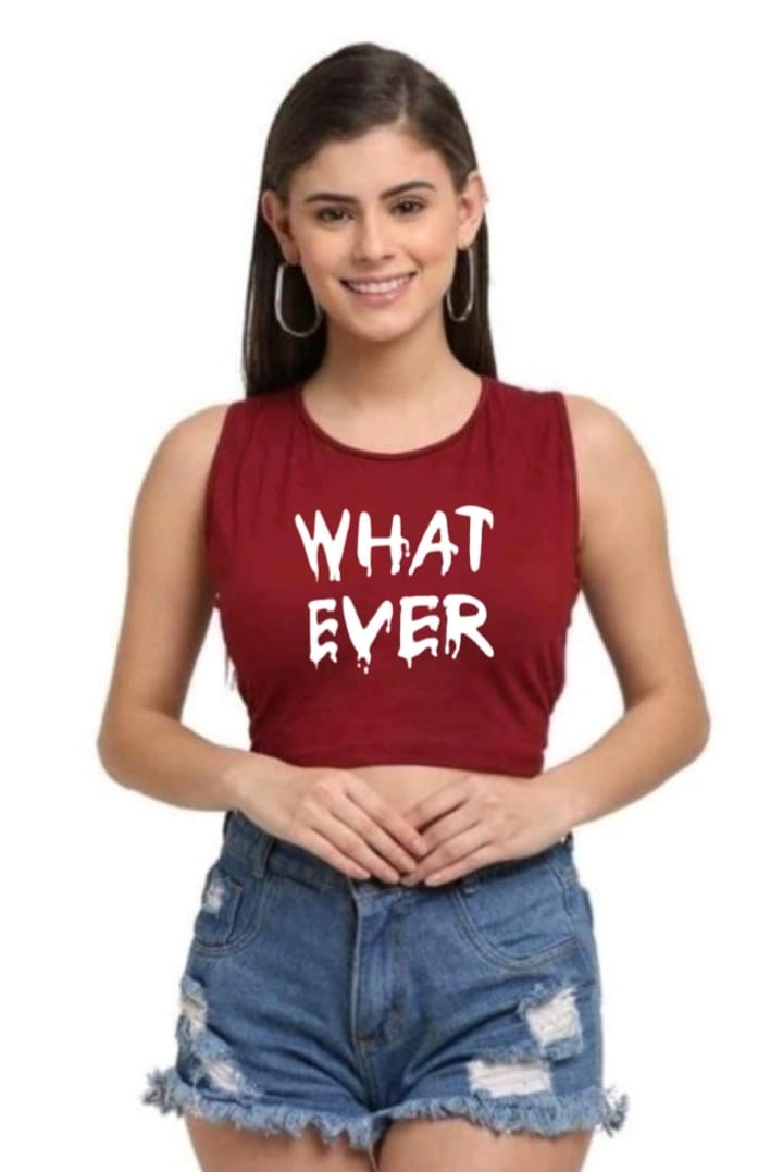 WHATEVER SLEEVELESS CROP TSHIRT