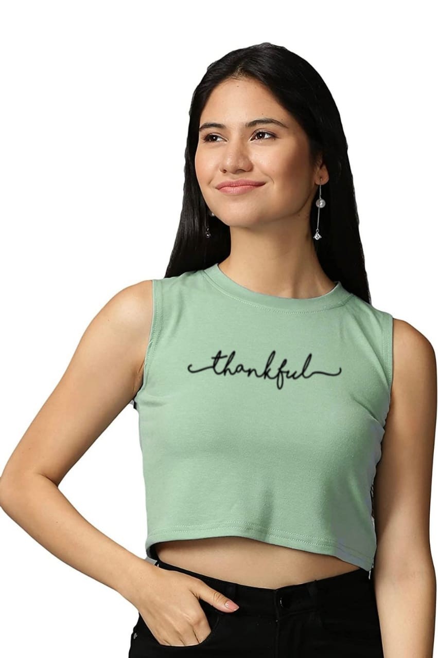 THANKFUL SLEEVELESS CROP TSHIRT