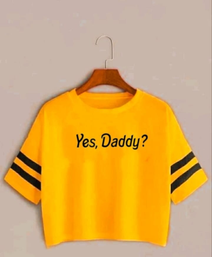 YES DADDY STRP CROP TSHIRT